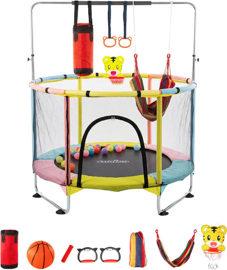 Trambulină Pentru Copii 6-în-1 Diametru 140 cm Cu Plasă De Protecție Multicoloră