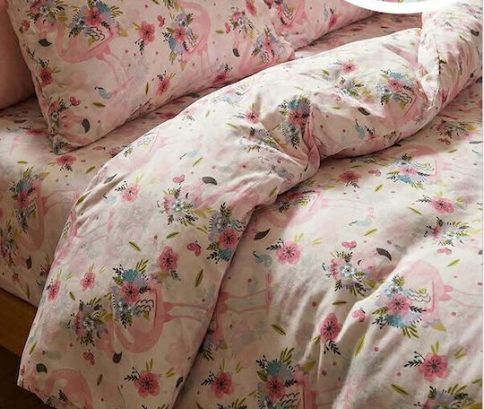 MayHome Set Cearceafuri Semi Duble Din Bumbac Roz 180x240cm