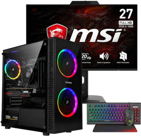 Vengeance Street Patrol-V7 Desktop PC (Ryzen 7-5700X/32GB DDR4/1TB SSD/Radeon RX 6500 XT/No OS) and MSI PRO MP272PMG Monitor