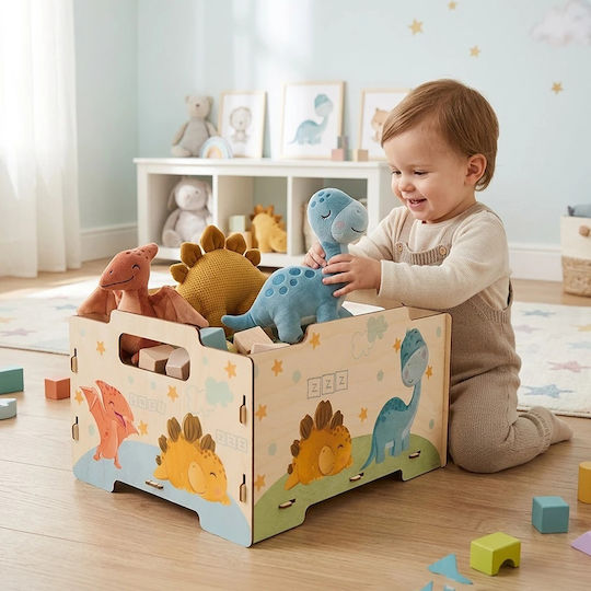 Ango Детска Кутия за Съхранение от Дърво Baby Dinos Оранжева 26.5x34.5x18.5cm 2бр