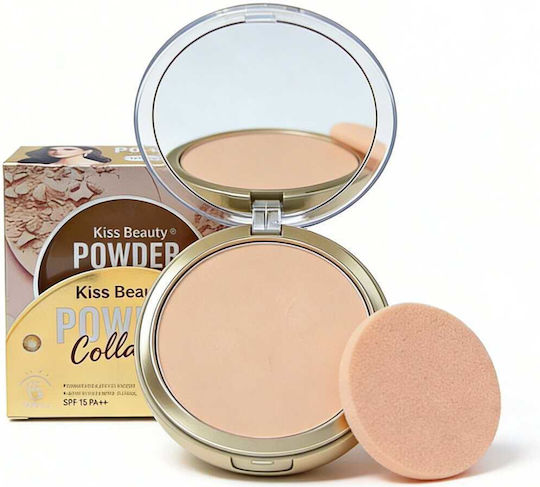 Pudră de colagen cu oglindă și burete inclus Kiss Beauty 19 g