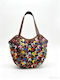 Leder Damen Tote Tasche Mehrfarbig