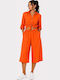 Damen Zip-Culottes mit Gummiband in Lose Passform Orange 22097-Orange