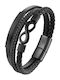 Legend Accessories Men's Leather Bracelet with Infinity Design