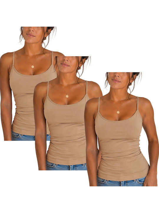 Namaldi Γυναικεία Φανελάκια Μπεζ με Τιράντα 3Pack