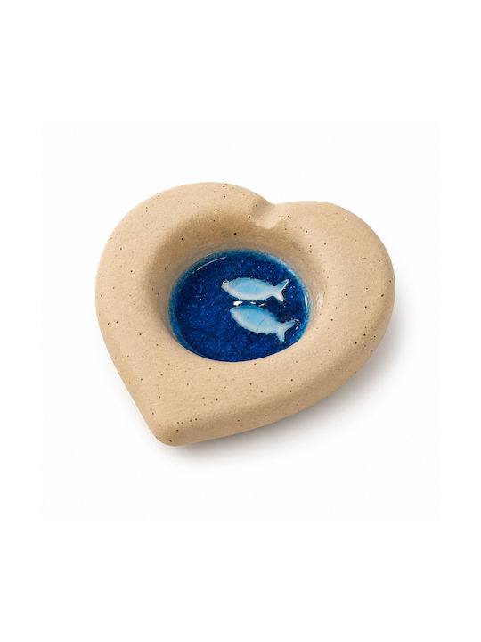 Handgemachter Aschenbecher Herz Fische Meeresgrund 10,5cm