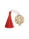 Handmade Lucky Charm 2027 Gold Pomegranate Olive Branch Tassel 4x4.5cm 2027-gf3016