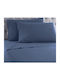 TnS Single Bed Sheet with Rubber Hugger 100x200+25cm Dark Blue