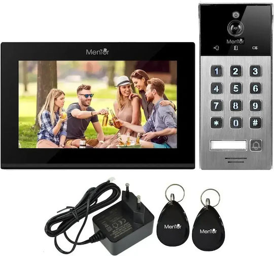Interfon Video Smart Wi-Fi pentru o familie Mentor SVK274B 2 fire 7 inch IPS 2MP FHD Card PIN Tuya IP65 Negru