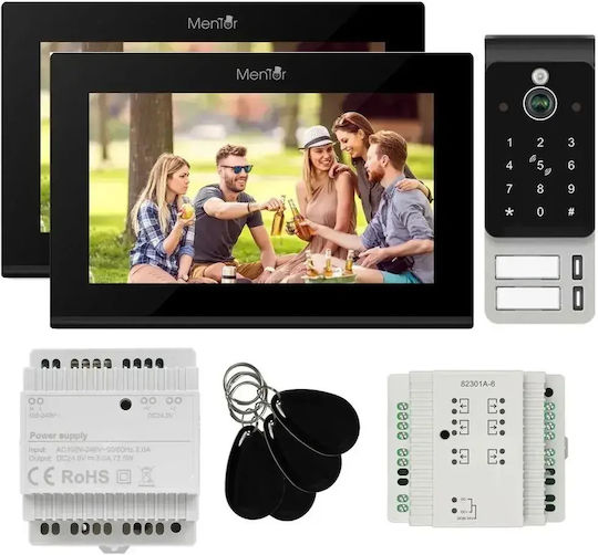 Ai Smart Wi-Fi Video Interfon 2 Familii Mentor Svk2103b 2 Fire 10 Inch Ips 2mp Fhd Card Pin Tuya Ip65 Negru