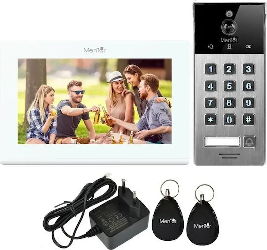 Ai Smart Wi-Fi Video Interfon 1 Familie Mentor Svk274w 2 Fire 7 Inch Ips 2mp Fhd Pin Card Tuya Ip65 Alb