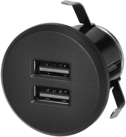 Φορτιστής 2xusb Τύπου Α 3,4a Ενσωμάτωση Στην Επιφάνεια Εργασίας Μαύρος