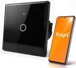 Qoltec Smart Touch Light Switch 1 Position Wi-fi Timer Tuya Smart Life Tempered Glass Black