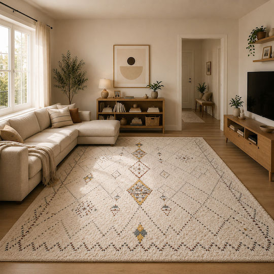 Saray Home Sahara Χαλί Ορθογώνιο Shaggy Εκρού 160x230cm