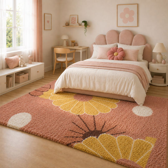 Saray Home Sunflower Shaggy 120x170cm Pink-Multicolour Saray Home Sunflower Shaggy 120x170cm Pink-Multicolour