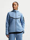 Tech Fleece Fleece Women's Cardigan with Zipper Blue