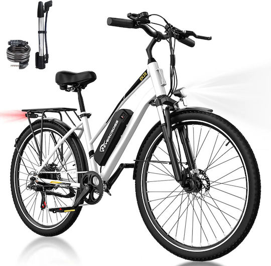 Evercross EK28W 28" Weiß Elektrofahrrad Stadt