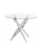 Round Central Glass Coffee Table Silver W100xL100xH75.5cm