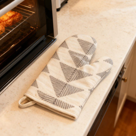 Fabric Gray Oven Mitt