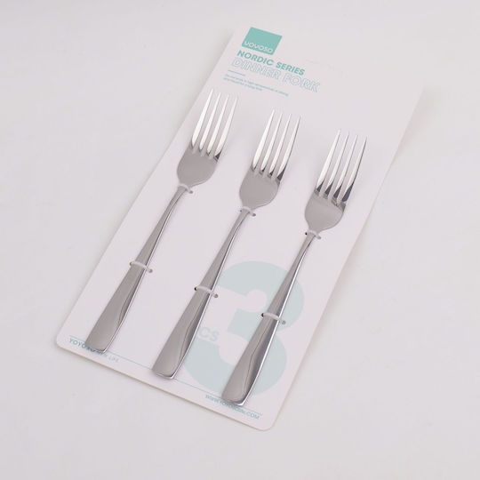 Set Table Forks Stainless Steel Silver 3 Pieces Set Table Forks Stainless Steel Silver 3 Pieces