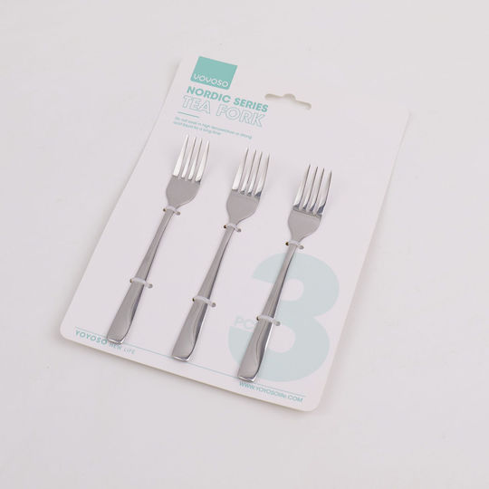 Set Table Forks Stainless Steel Silver 3 Pieces Set Table Forks Stainless Steel Silver 3 Pieces