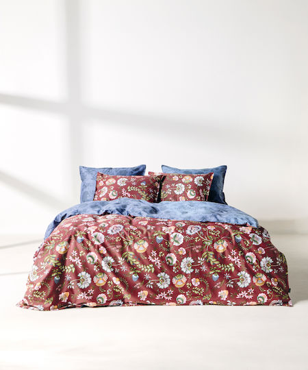Kentia Set Cearceafuri de Pat Dublu 240x270 cm Blue-Terracotta (4 buc.)