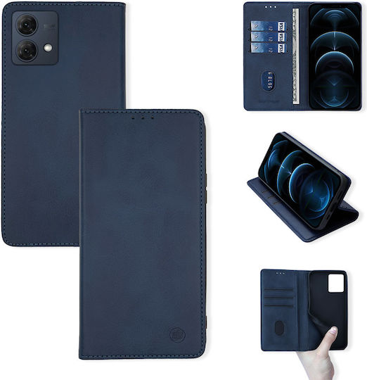 Vintage Magnet Wallet Case Sonique Motorola Moto G84 5g Dark Blue