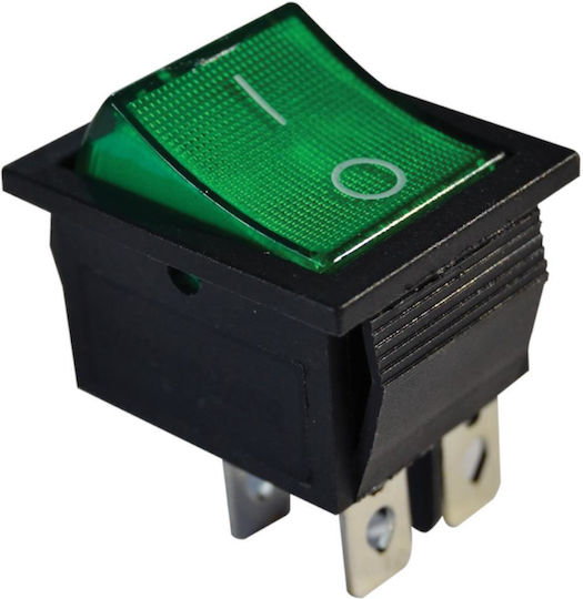Tracon Electric 2-pole Green Rocker Switch On-off Tes-44