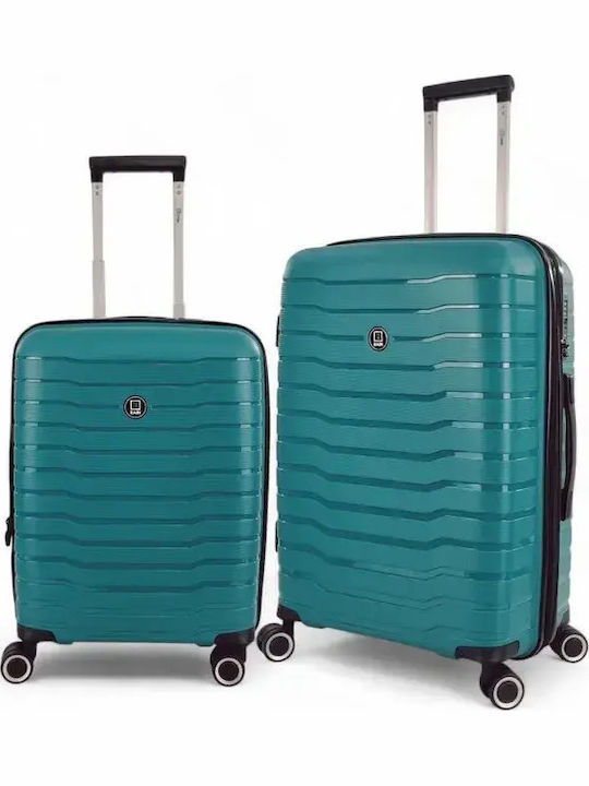 Rain Suitcases Hard Petrol with 4 Wheels Set 2pcs