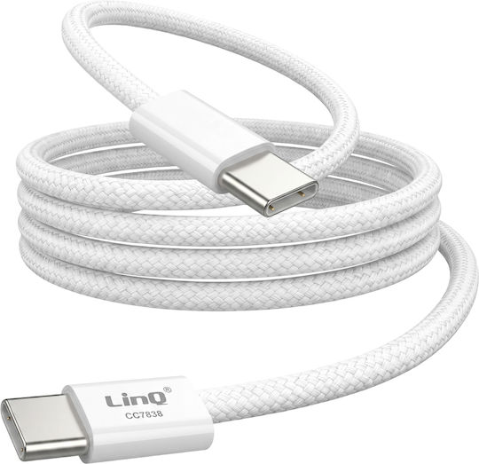 Linq USB Typ-C Zu USB Typ-C Kabel PD 60W Schnelles Laden 1m Sim Ejector Inklusive Weiß