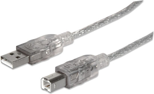 Manhattan USB 2.0 Cable USB-A male - USB-B male Ασημί 1.8m