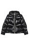 Woven Дамско Puffer Яке за Зима Черно