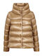 Woven Дамско Puffer Яке за Зима Бежово
