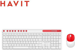Havit KB271WB Fără fir Bluetooth Set Tastatură și Mouse Engleză US Alb Havit KB271WB Fără fir Bluetooth Set Tastatură și Mouse Engleză US Alb