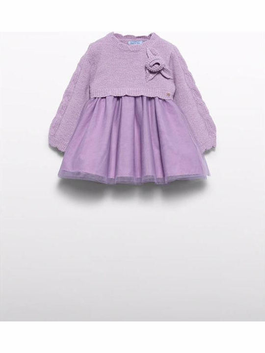 Rochie de copii tricotată lila
