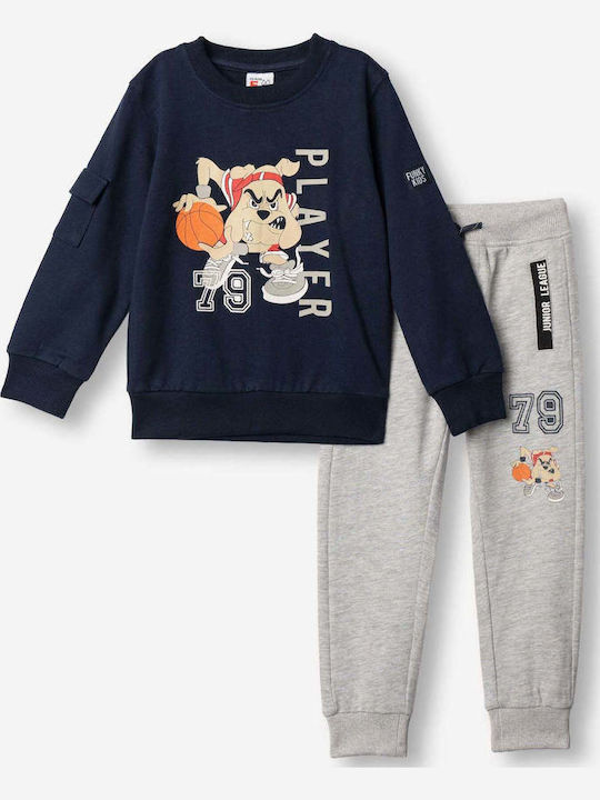 Funky Sweatpants Set Blau Grau Melange