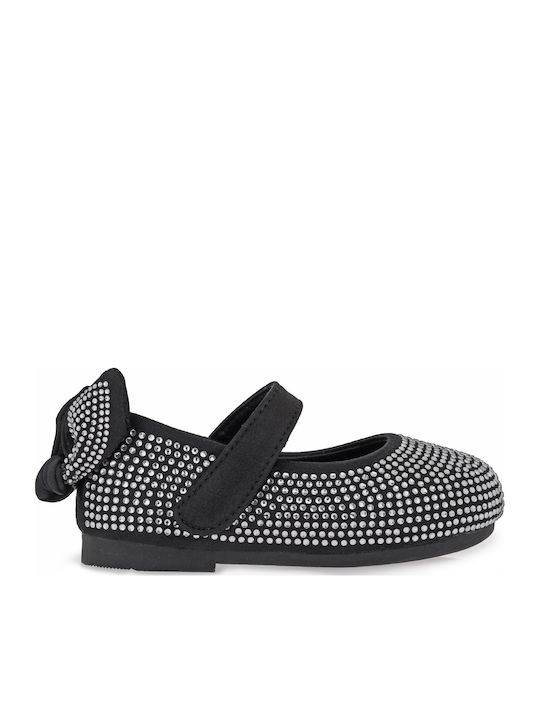 Kinder Pumps & Ballerinas mit Bügel- und Schleifenverschluss Stoffschwarze