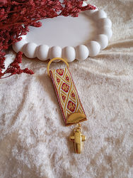 By Anastasia's Art Creations Кръщенско Свидетелство Ключодържател Металик Червено 30 Бройки