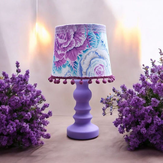 Carnation Διαστάσεις Πορτατίφ για Ντουί E27 με Μωβ Καπέλο και Βάση