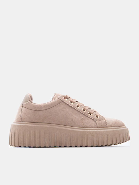 Luigi Women's Flatforms Sneakers Beige-Dark