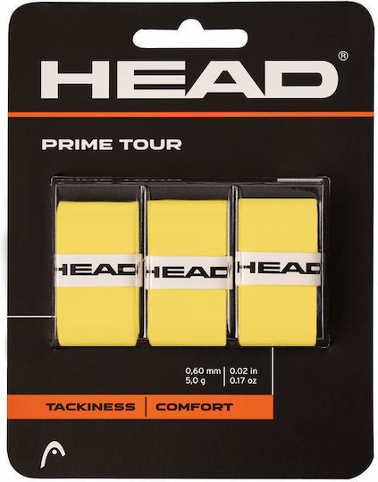 Prime Tour Regular 3x Gelbe Overgrip Tennisschlägergriffe Head Code 3153082