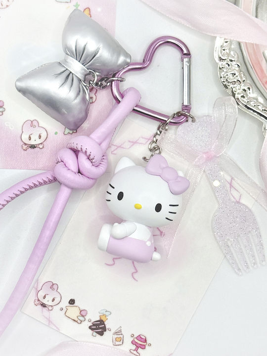 Hello Kitty Pendant Sitting Silver Pink