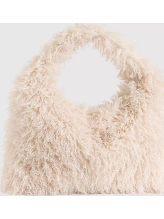 Stoff Damen Schultertasche Weiß