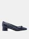 Spitze Zehen Pumps mit Marineblauem Absatzhöhe