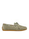 Damen Mokassins Aus Leder In Khaki Farbe