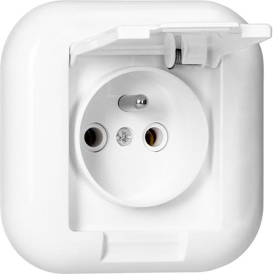 Abex White Fan Single Socket Grounding Splash-proof Pt-16fh