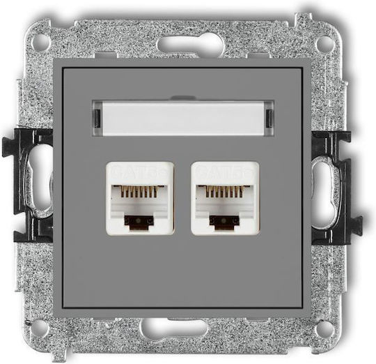 Karlik Mini Gray Matte Computer Socket 2xrj45 Cat 5e 27mgk-2