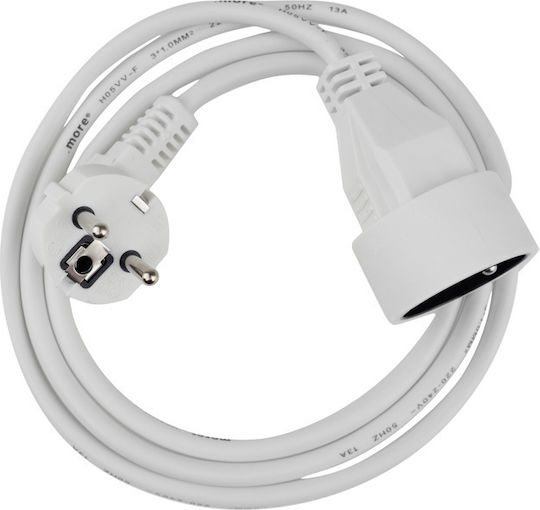 Удължител с 1 контакт 1.5m ключ 3x1.0mm2 бял
