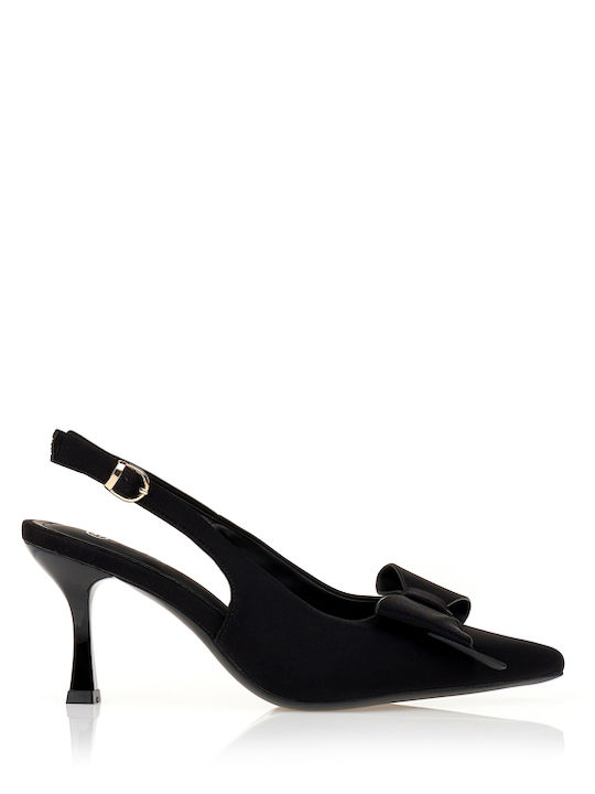 Spitze Zehe Pumps mit Mittlerem Absatz Schwarz