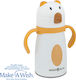 Nava Stainless Steel Kids Thermos Water Bottle with Straw Non Spill White 300ml